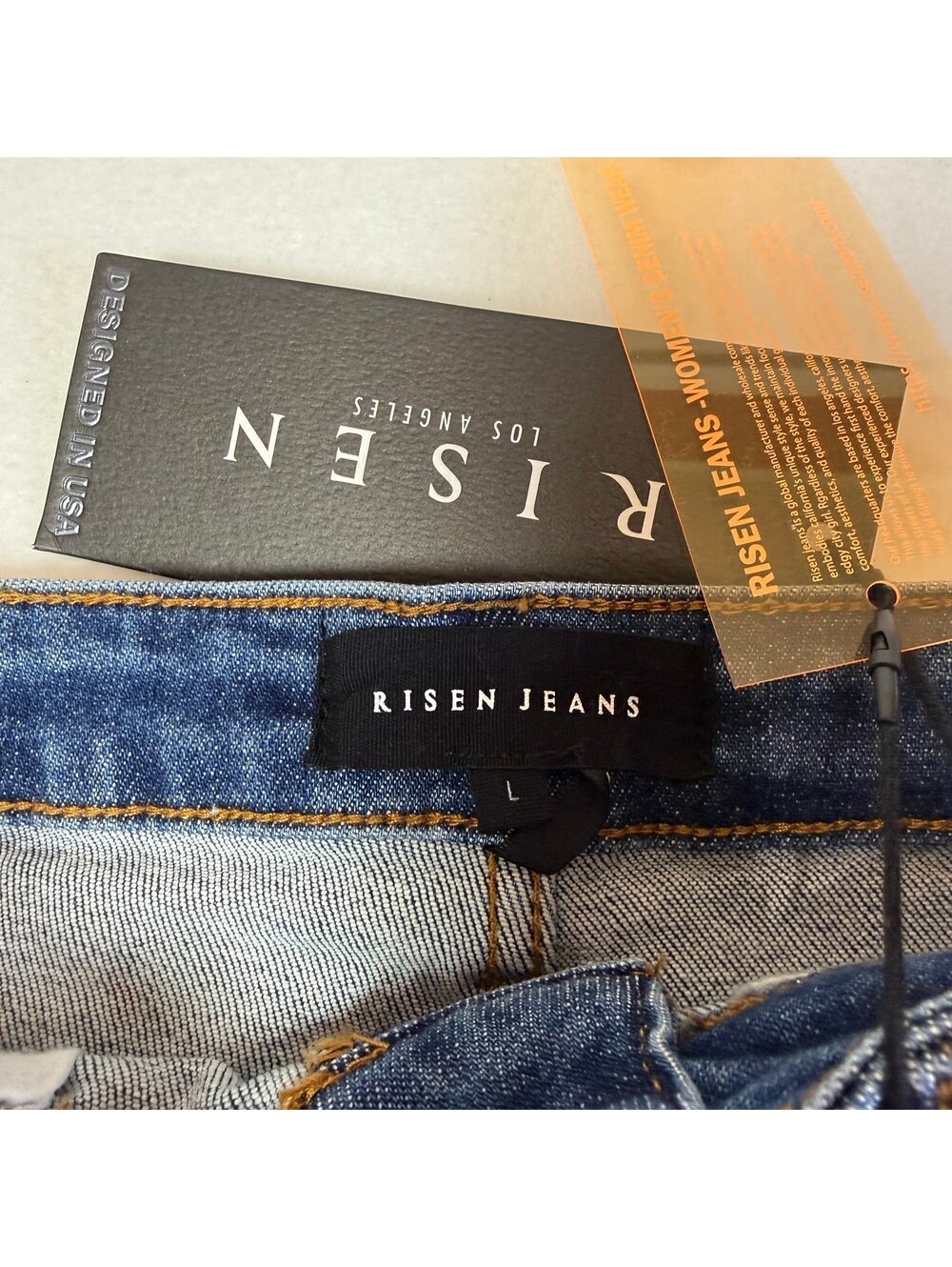 NWT Risen Jeans High Rise Distressed Frayed Hem Denim Shorts Size L - Picture 4 of 7